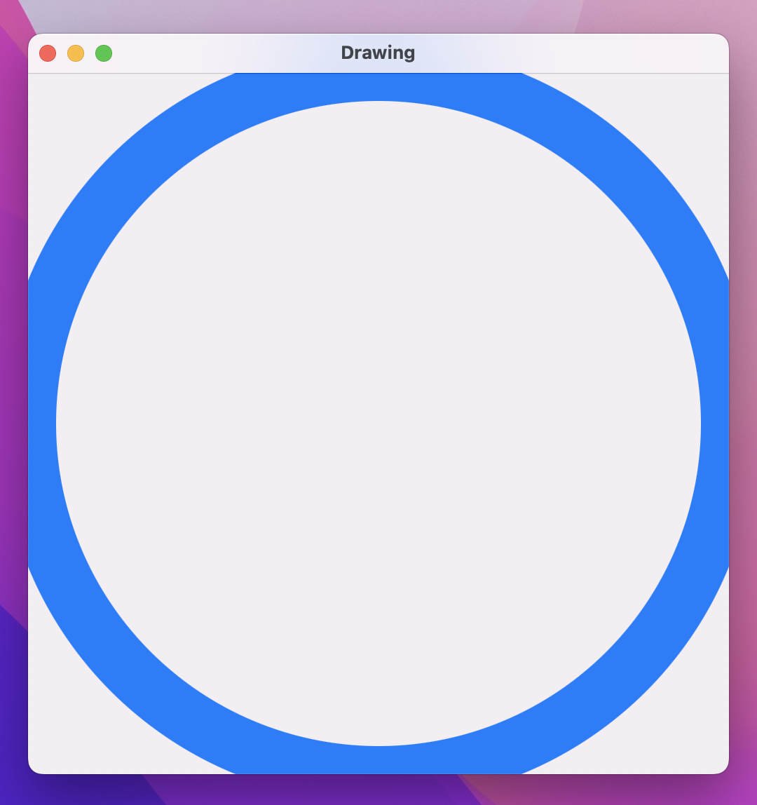 A blue ring slightly too large for the window it's in.