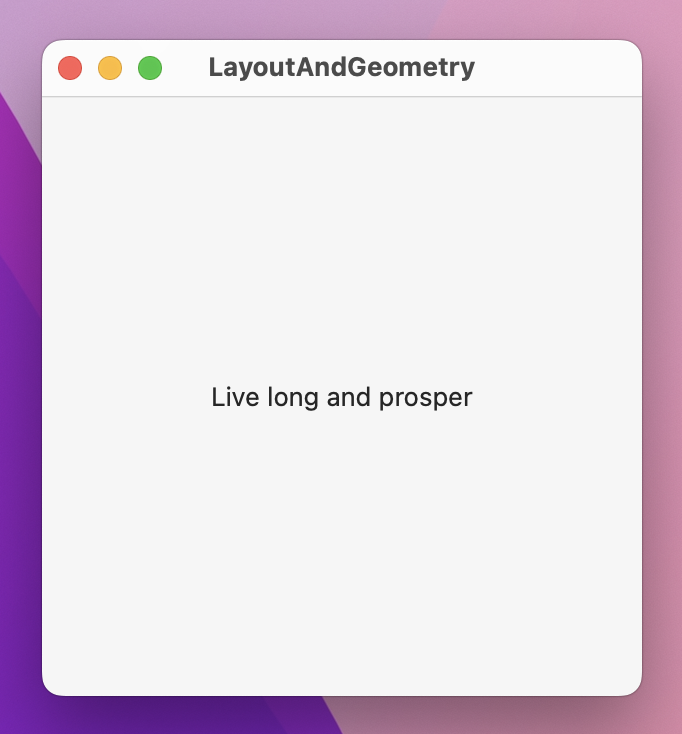A square window with 'Live long and prosper' in the center.
