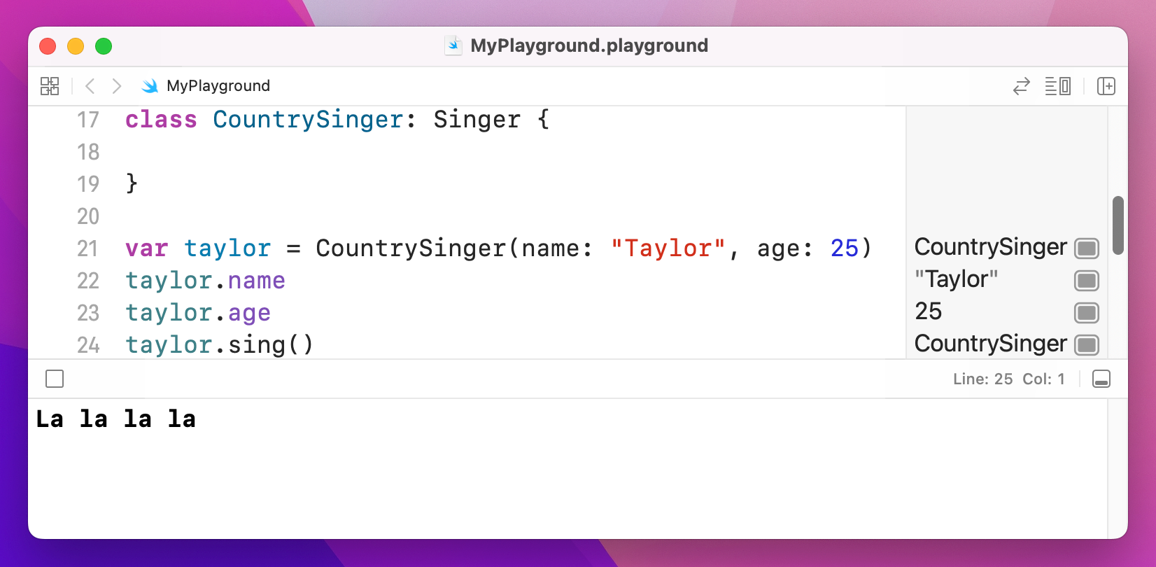 By default, `CountrySinger` does everything `Singer` does.