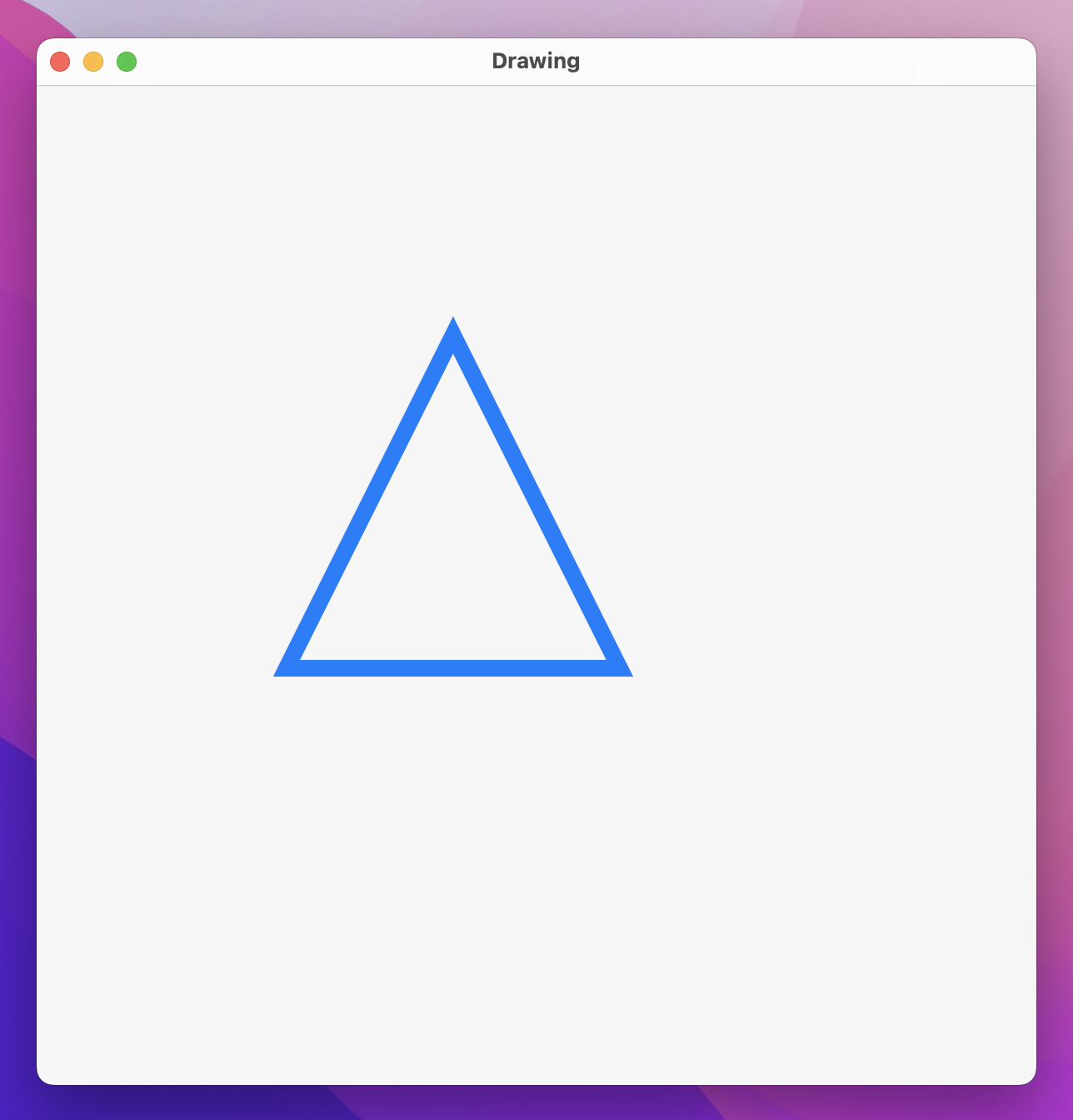A blue triangular outline with sharp corners.