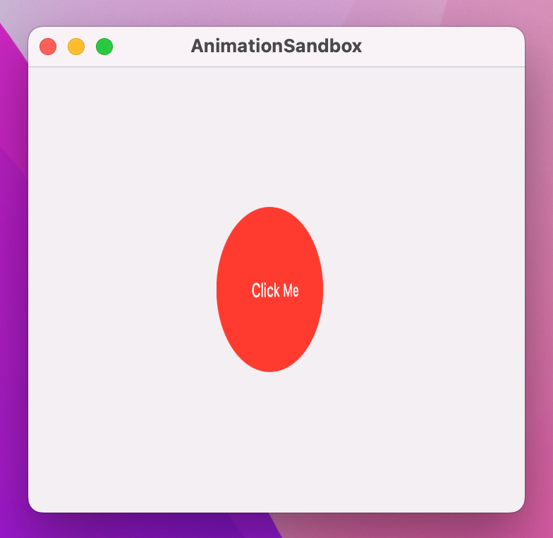 A red circle reading Click Me in white, in the middle of flipping over.