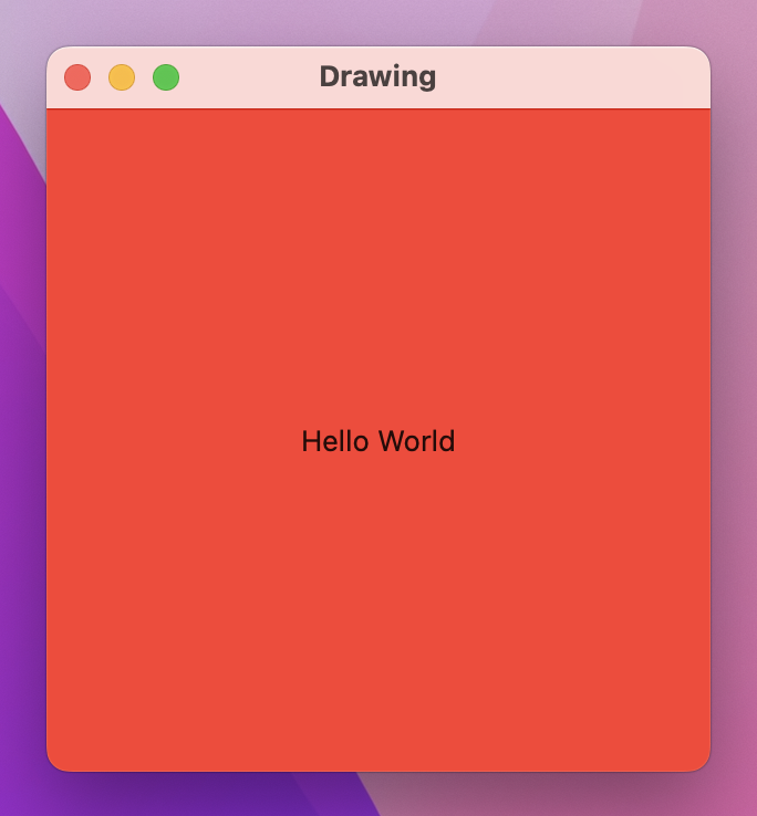 A window with 'Hello World' on a red background.