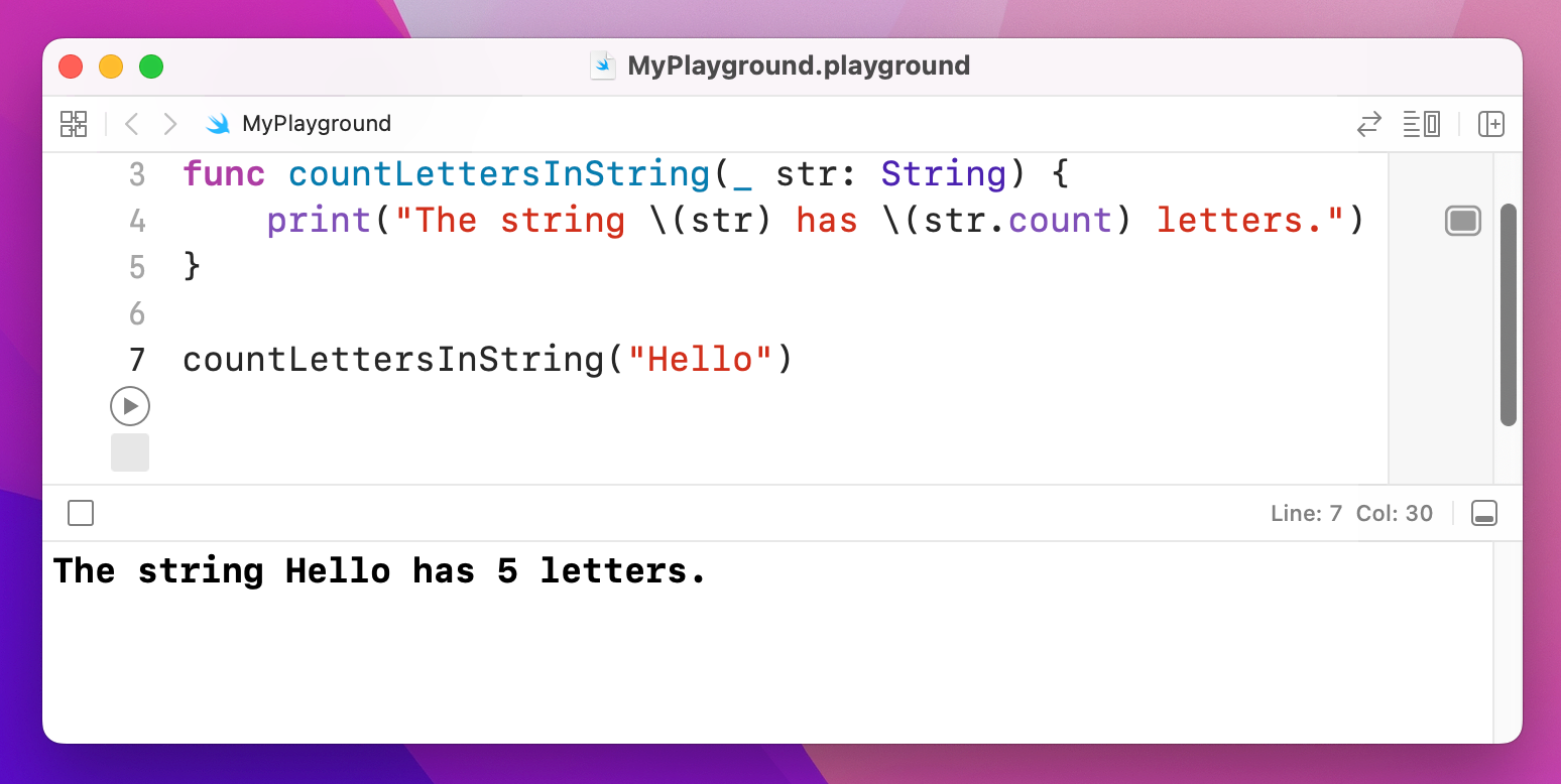 A function with a blank external parameter name.
