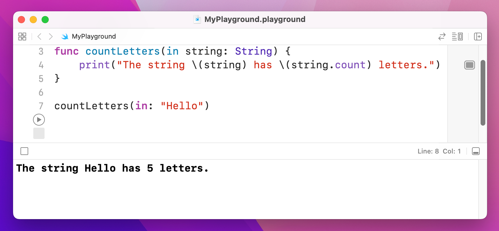 A function with Swifty parameter names.