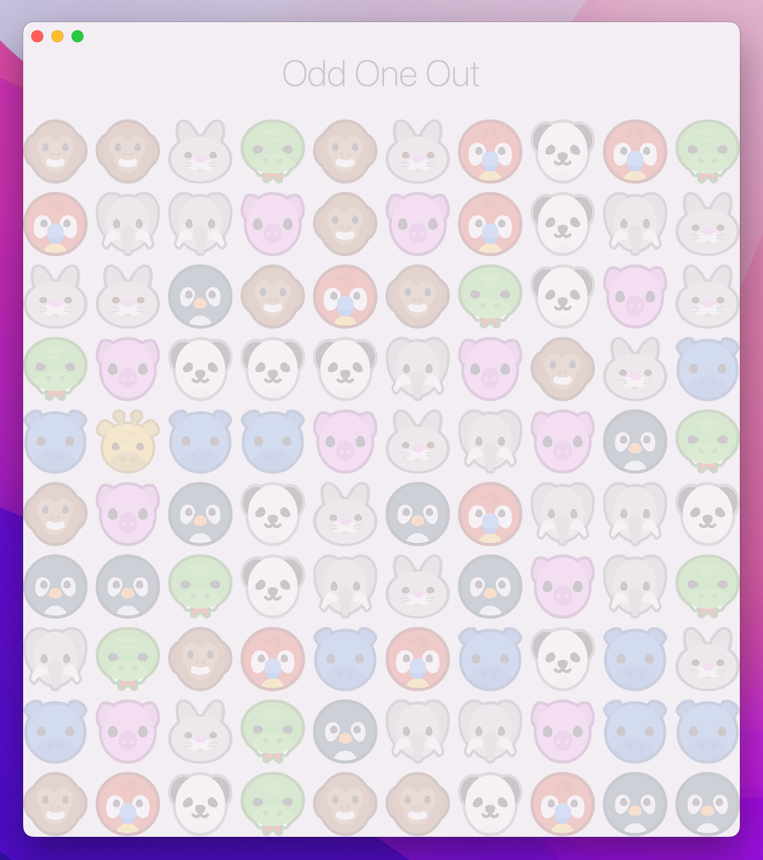 Our final 10x10 grid. It is translucent, indicating game over.