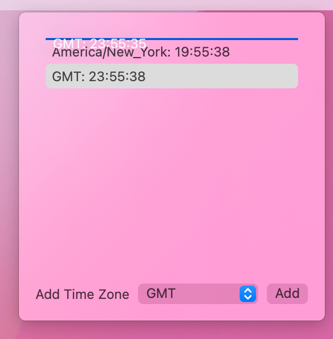 We can now drag rows around in our list to rearrange our time zones.