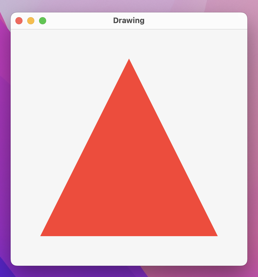 A red triangle, centered within a window.