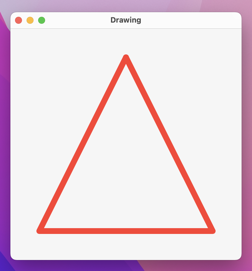 A red triangular outline with rounded corners.