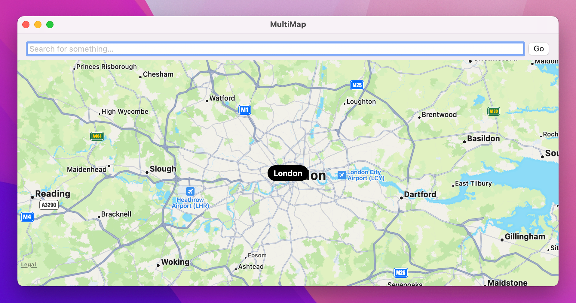 A search box and a button above a map.
