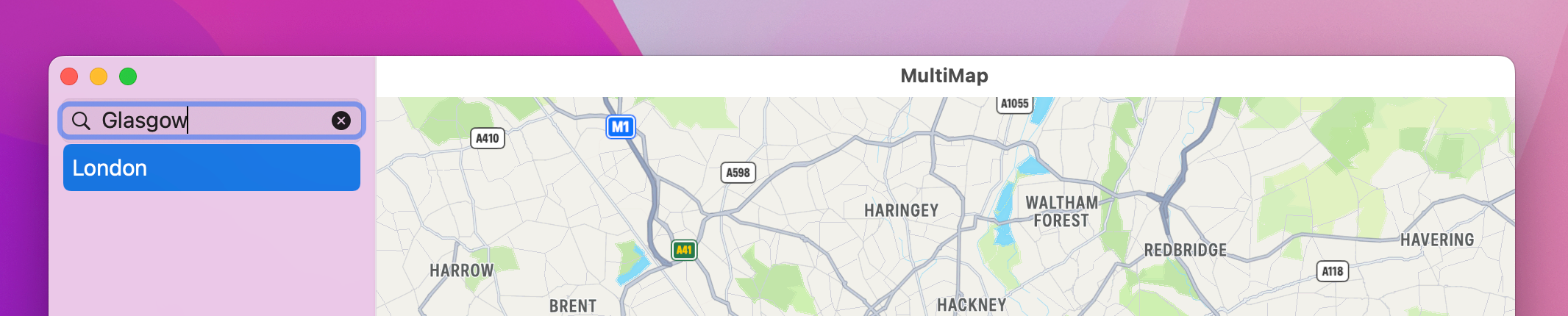 Our window has a search box in the top of the results list.