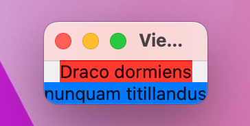 Two lines of text. The top one has a red background. The bottom one has a blue background.