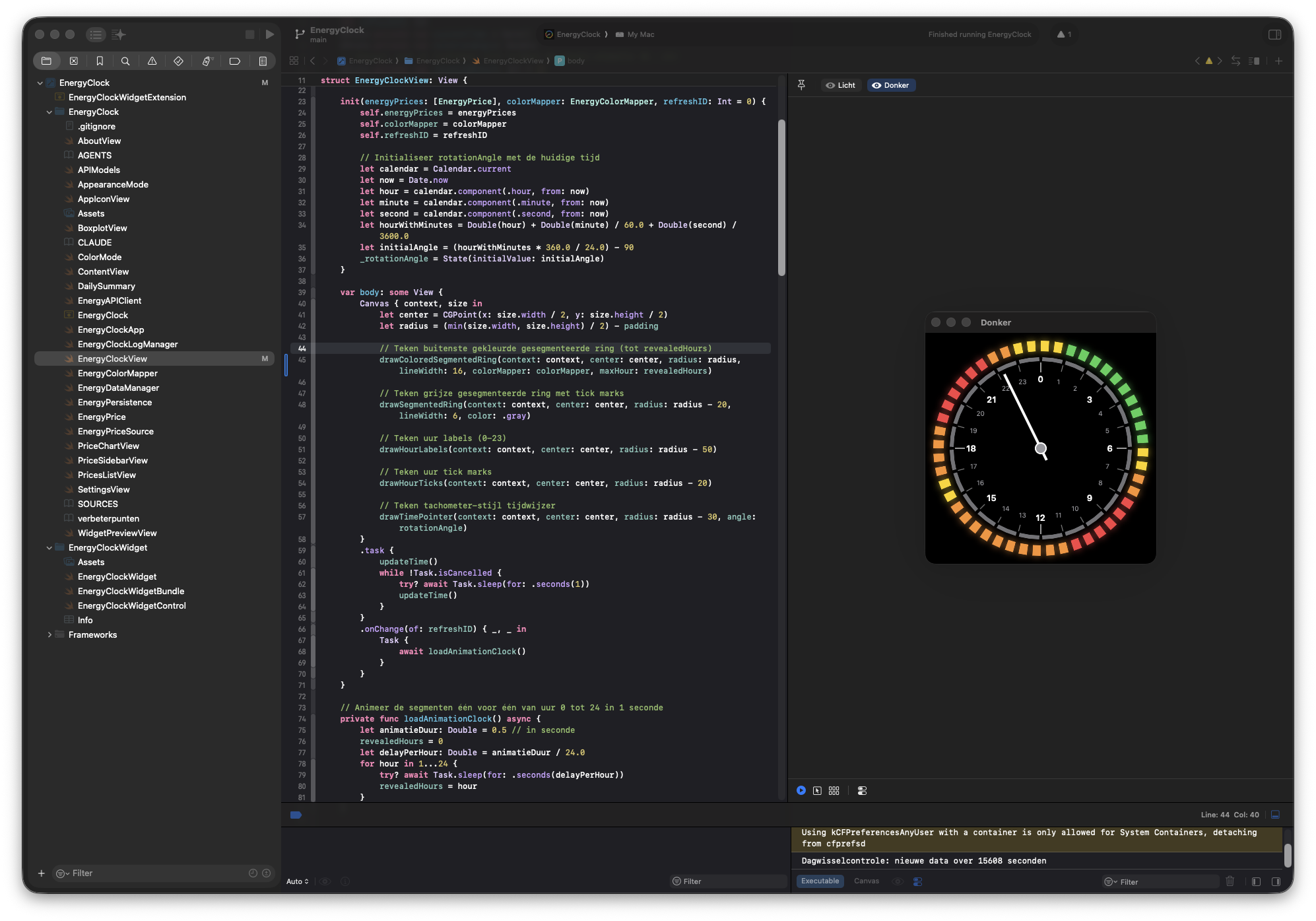 Xcode project-instellingen met versienummer, build en icoon